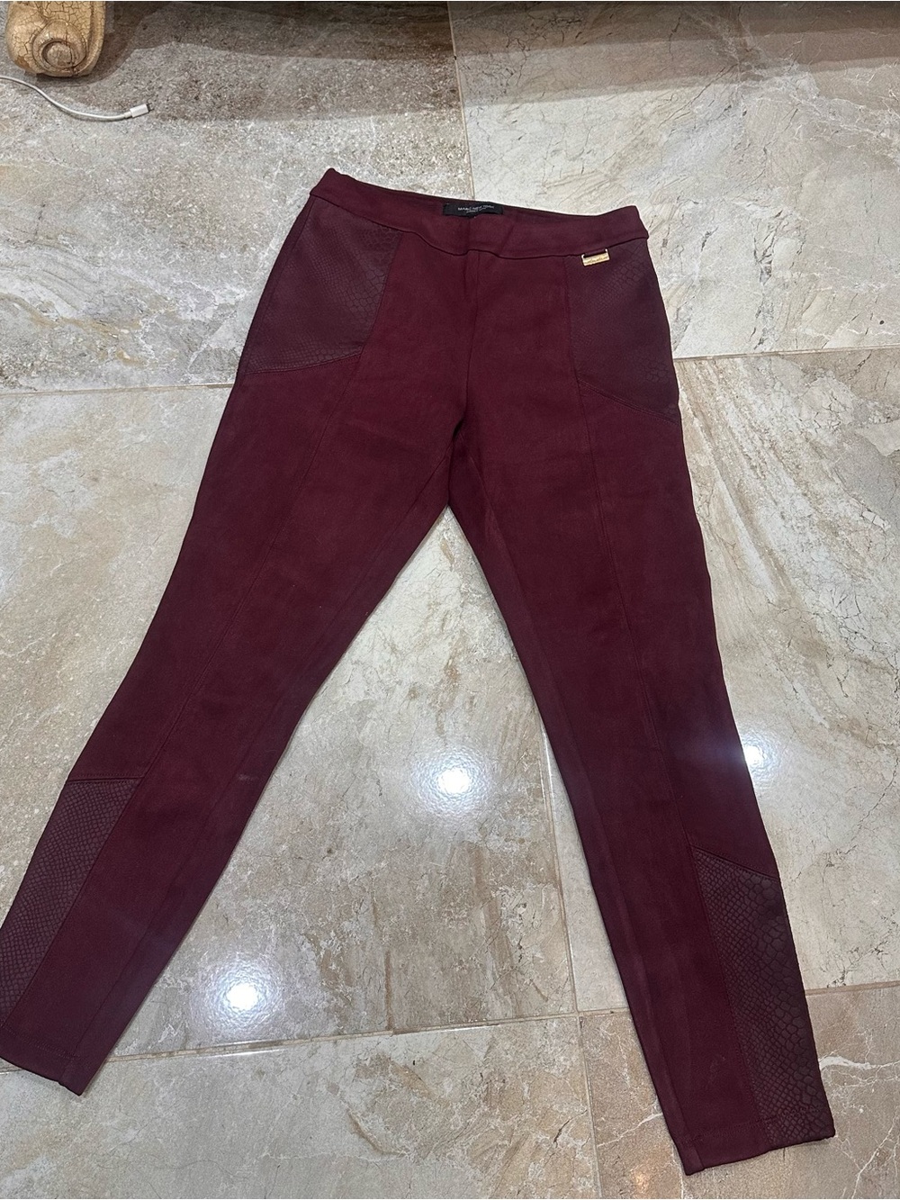 Marc New York Wine Ponte Leggings with Textured Panels